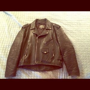 Leather motorcycle jacket for men or women